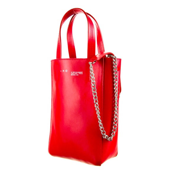 IRO Red Leather Mini Tote Bag with Chain Strap - Picture 3 of 8